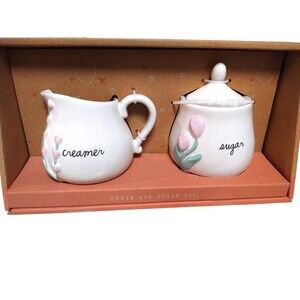 Rae Dunn Spring Pastel Floral Cream and Sugar boxed set